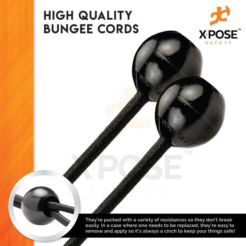 Xpose Safety Bungee Ball Cords 6" 10 Pack Heavy Duty Black Stretch Rope with Ball Ties for Canopies, Tarps, Walls, Cable Organization - Image 4